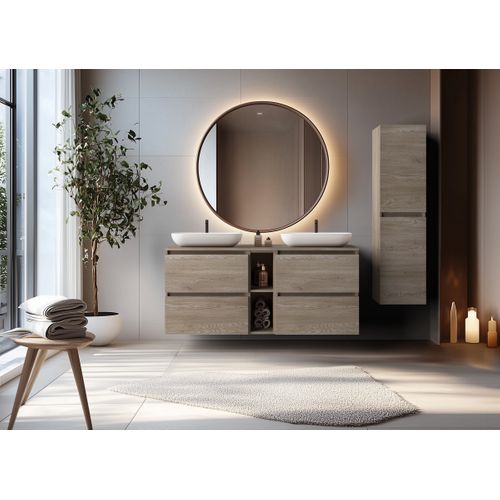 Colonne Suspendue De Salle De Bain Simple Chêne Foncé 35 X 136 Cm