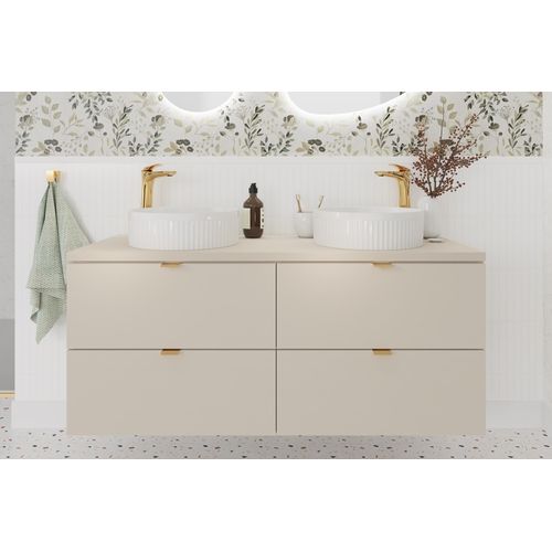 Double Meuble Sous Vasque à Suspendre Avec Le Plan Dalia Cachemire 120 Cm