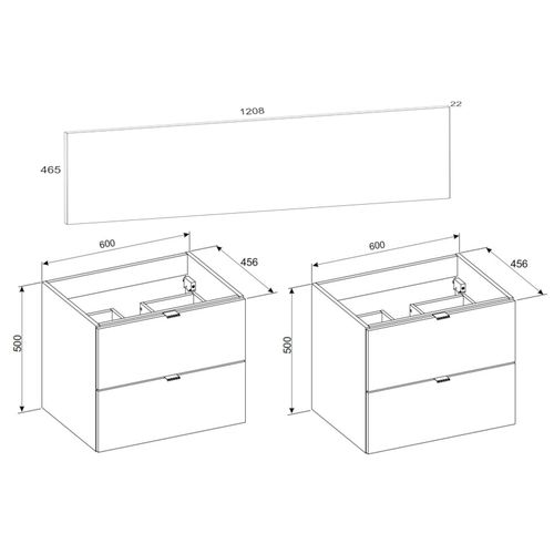 Double Meuble Sous Vasque à Suspendre Avec Le Plan Dalia Cachemire 120 Cm
