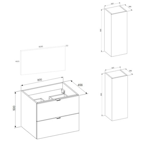 Ensemble Dalia Cachemire Meuble Sous Vasque Avec Plan 80 Cm Et Colonna 30/160 Cm à Suspendre