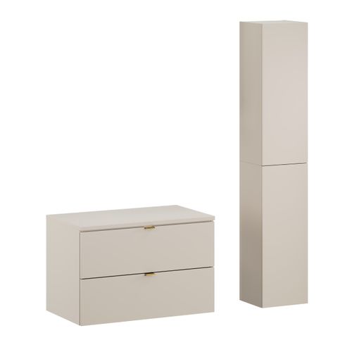 Ensemble Dalia Cachemire Meuble Sous Vasque Avec Plan 80 Cm Et Colonna 30/160 Cm à Suspendre