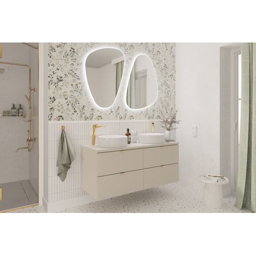 Ensemble Dalia Cachemire Double Meuble Sous Vasque Avec Plan 120 Cm Et Colonna 30/160 Cm à Suspendre