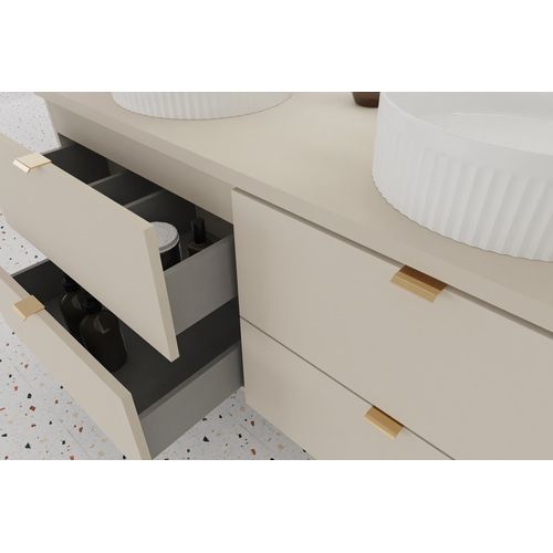 Ensemble Dalia Cachemire Double Meuble Sous Vasque Avec Plan 120 Cm Et Colonna 30/160 Cm à Suspendre