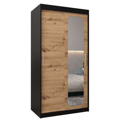 Armoire Promo T2 à Portes Coulissantes 200/100/62 2 Portes (noir/artisan)