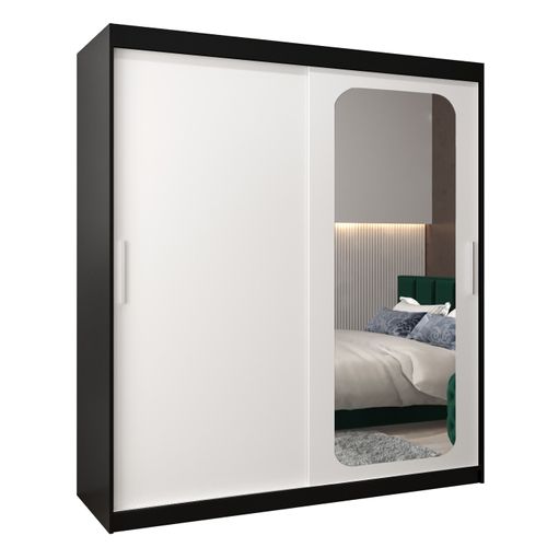 Armoire Promo T2 à Portes Coulissantes 200/180/62 2 Portes (noir/blanc)