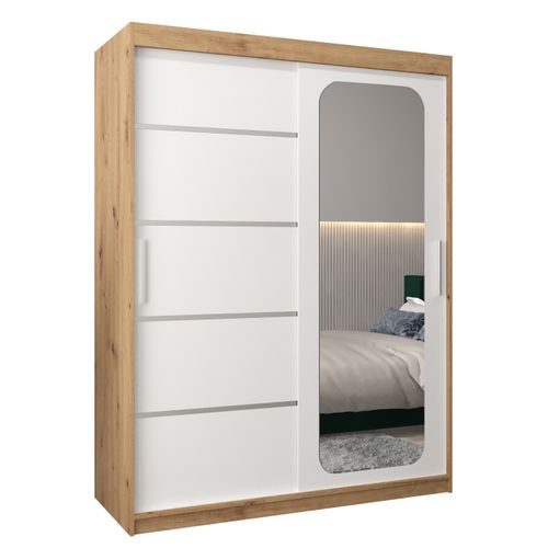 Armoire Promo V2 à Portes Coulissantes 200/150/62 2 Portes (artisan/blanc)