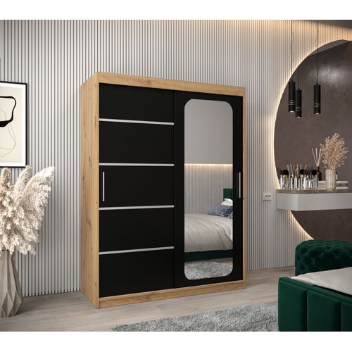 Armoire Promo V2 à Portes Coulissantes 200/150/62 2 Portes (artisan/noir)