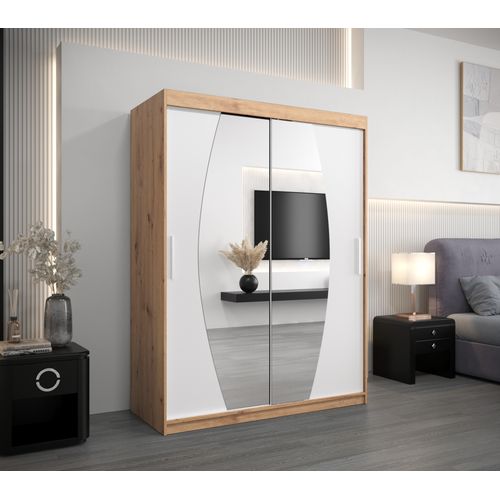 Armoire Elypse à Portes Coulissantes 200/150/62 2 Portes (artisan/blanc)