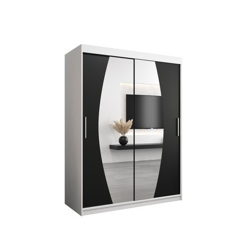 Armoire Elypse à Portes Coulissantes 200/150/62 2 Portes (blanc/noir)