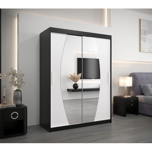 Armoire Elypse à Portes Coulissantes 200/150/62 2 Portes (noir/blanc)