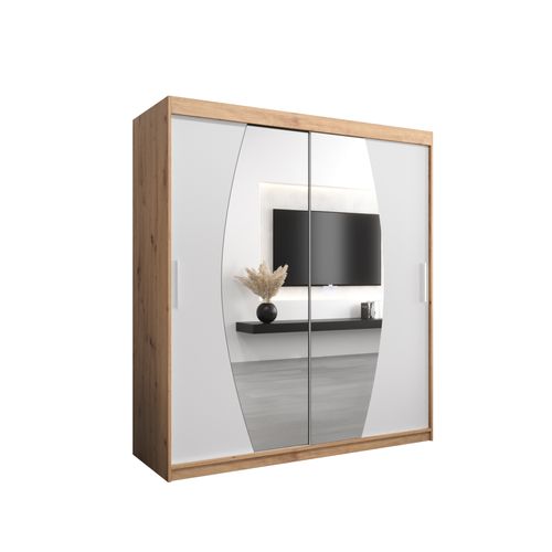 Armoire Elypse à Portes Coulissantes 200/180/62 2 Portes (artisan/blanc)