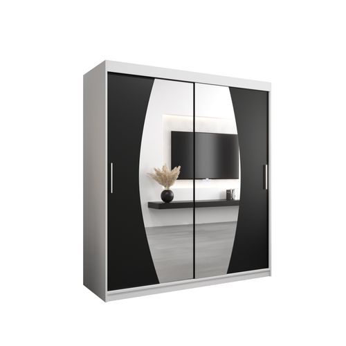 Armoire Elypse à Portes Coulissantes 200/180/62 2 Portes (blanc/noir)