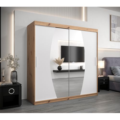Armoire Elypse à Portes Coulissantes 200/200/62 2 Portes (artisan/blanc)
