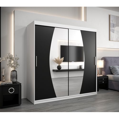 Armoire Elypse à Portes Coulissantes 200/200/62 2 Portes (blanc/noir)