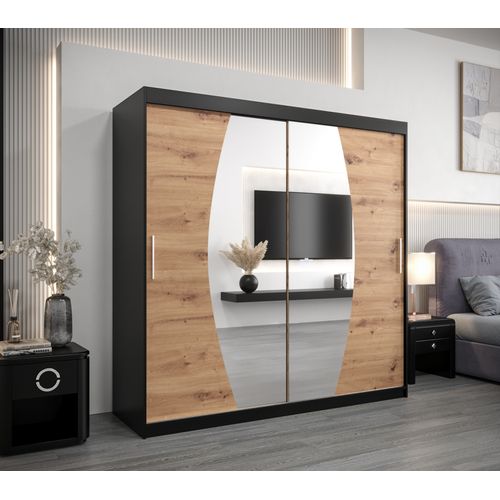 Armoire Elypse à Portes Coulissantes 200/200/62 2 Portes (noir/artisan)