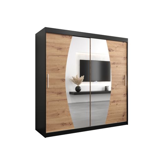 Armoire Elypse à Portes Coulissantes 200/200/62 2 Portes (noir/artisan)