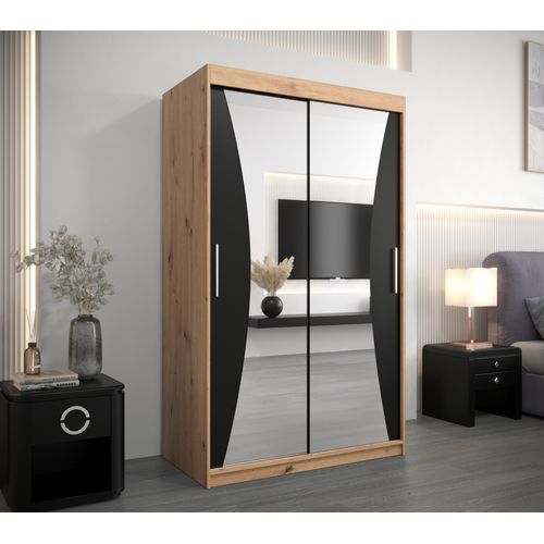 Armoire Monaco à Portes Coulissantes 200/120/62 2 Portes (artisan/noir)