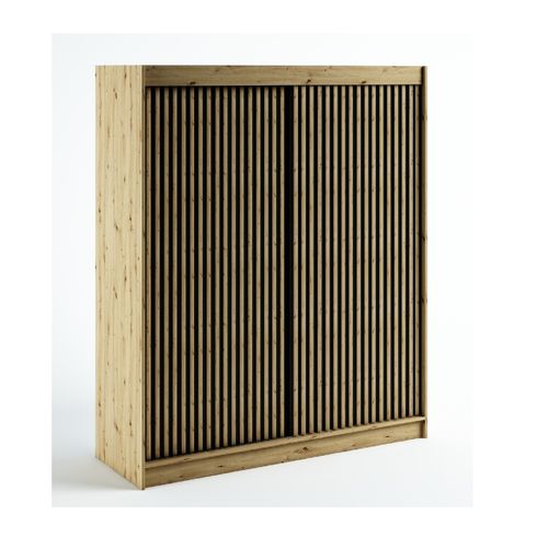 Armoire Lamelo 1 à Portes Coulissantes 200/180/62 2 Portes (artisan/noir)