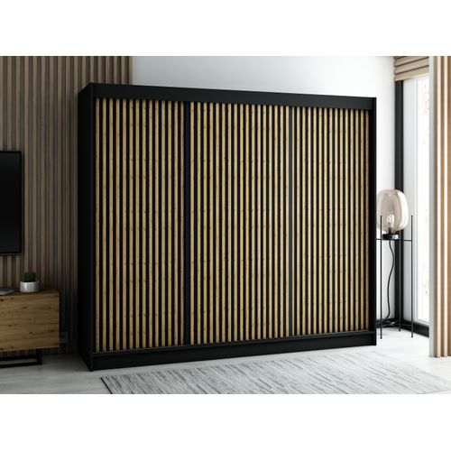 Armoire Lamelo 1 à Portes Coulissantes 200/250/62 3 Portes (noir/noir)