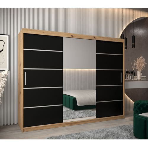 Armoire Verona 2 à Portes Coulissantes 200/250/62 3 Portes (artisan/noir)