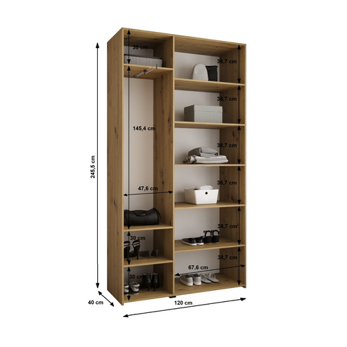 Armoire 3 Portes Como 2 - 120x40x245.5 Cm (blanc/or)