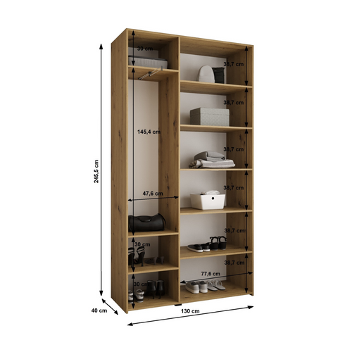 Armoire 3 Portes Como 3 245.5/130/40 (blanc/or)