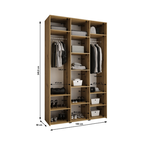 Armoire 3 Portes Como 3 245.5/150/50 (cachemire/or)