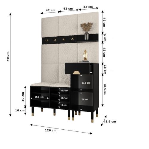 Vestiaire Palermo 126x46x200 Cm - Beige