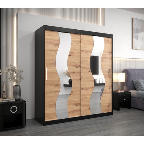 Armoire Sewilla à Portes Coulissantes 200/180/62 2 Portes (noir/artisan)