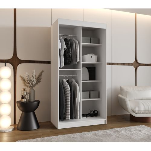 Armoire Milo à Portes Coulissantes 200/100/62 2 Portes (blanc)