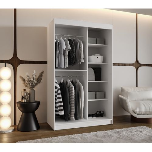 Armoire Milo à Portes Coulissantes 200/120/62 2 Portes (blanc)