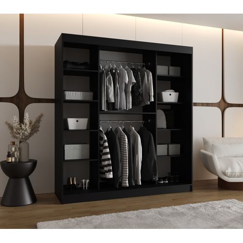 Armoire Milo à Portes Coulissantes 200/180/62 2 Portes (noir)