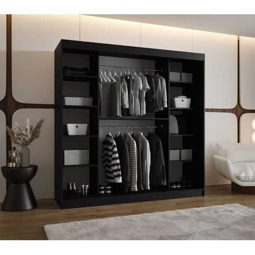 Armoire Moka à Portes Coulissantes 200/200/62 2 Portes (noir)