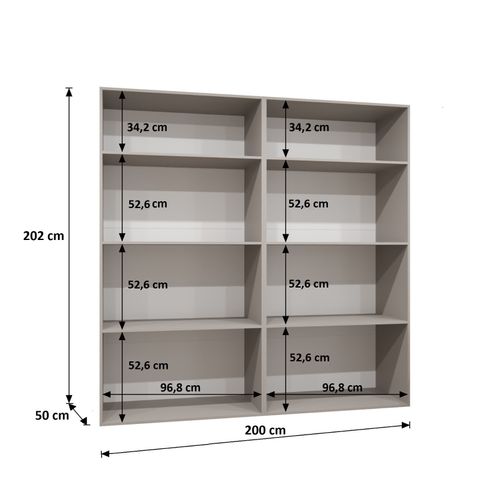 Armoire à Portes Battantes Alicante 1 202/200/52 4 Portes (beige/noir)