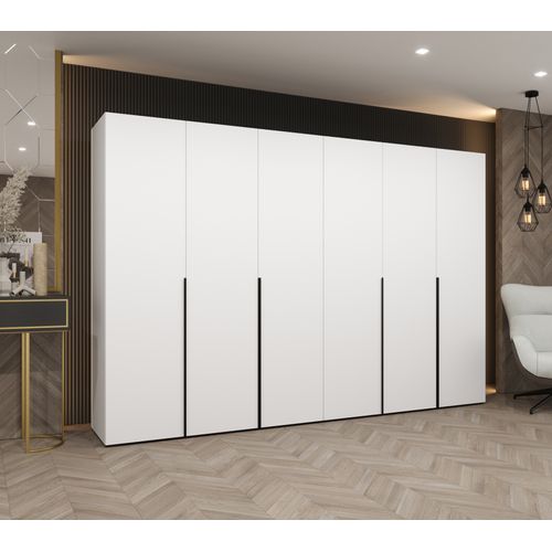 Armoire à Portes Battantes Alicante 1 202/300/52 6 Portes (blanc/noir)