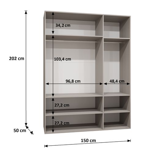 Armoire à Portes Battantes Alicante 3 202/150/52 3 Portes (blanc/cachemire)