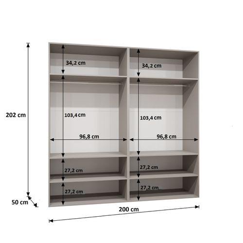 Armoire à Portes Battantes Alicante 3 202/200/52 4 Portes (noir/cachemire)