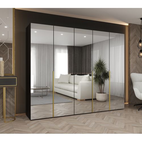 Armoire à Portes Battantes Alicante 3 202/250/52 5 Portes (noir/doré)