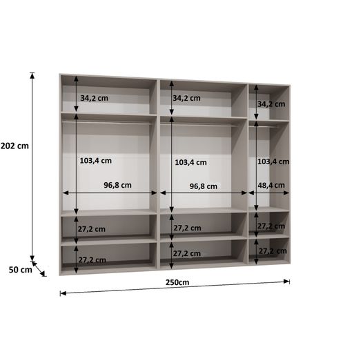 Armoire à Portes Battantes Alicante 3 202/250/52 5 Portes (noir/cachemire)