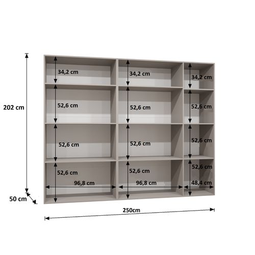 Armoire à Portes Battantes Alicante 3 202/250/52 5 Portes (noir/cachemire)