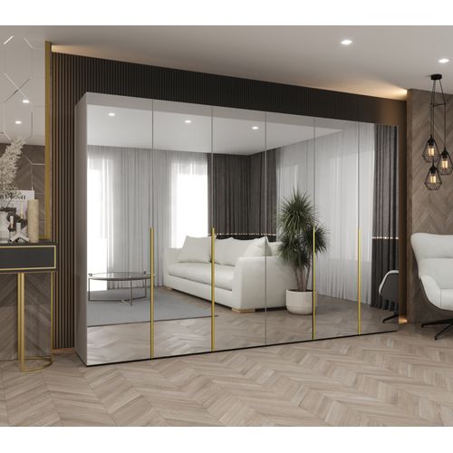 Armoire à Portes Battantes Alicante 3 202/300/52 6 Portes (cachemire/doré)