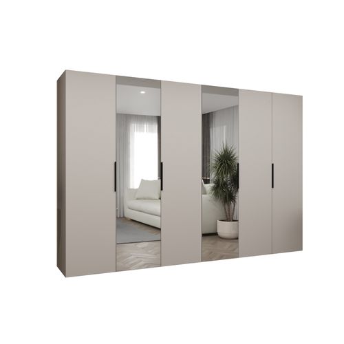 Armoire à Portes Battantes Marbella 2 202/300/52 6 Portes (beige/noir)