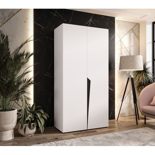 Armoire à Portes Battantes Piano 1 100 / 202 / 52 (blanc + Poignées: Noir)