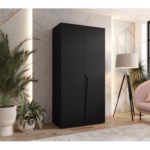 Armoire à Portes Battantes Piano 1 100 / 202 / 52 (noir + Poignées: Noir)