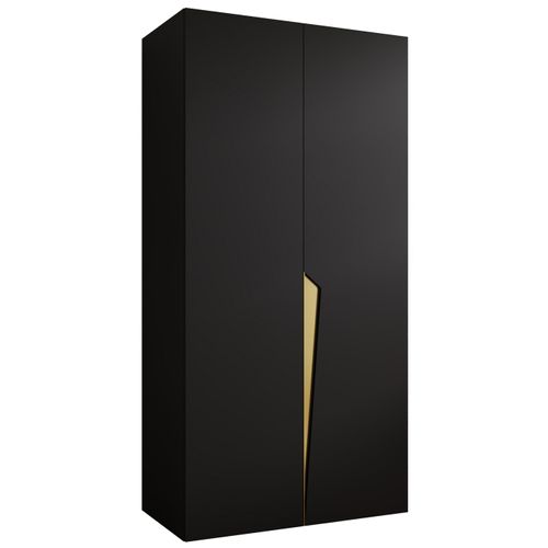 Armoire à Portes Battantes Piano 1 100 / 202 / 52 (noir + Poignées: Doré)