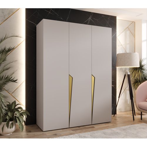 Armoire à Portes Battantes Piano 1 150 / 202 / 52 (cachemire + Poignées: Doré)