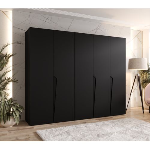 Armoire à Portes Battantes Piano 1 250 / 202 / 52 (noir + Poignées: Noir)