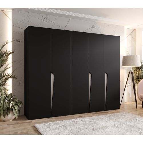 Armoire à Portes Battantes Piano 1 250 / 202 / 52 (noir + Poignées: Cachemire)