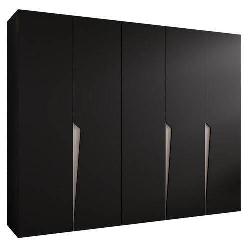 Armoire à Portes Battantes Piano 1 250 / 202 / 52 (noir + Poignées: Cachemire)