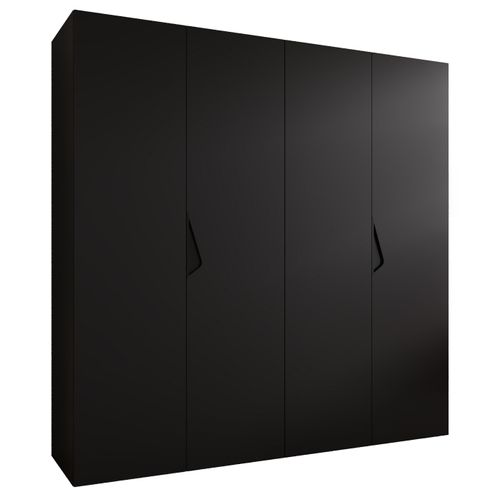 Armoire à Portes Battantes Sandi 1 200 / 202 / 52 (noir + Poignées: Noir)